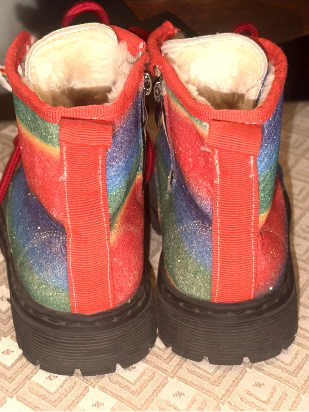 Lola & The Boys Toddler OMBRE RAINBOW Sparkly Glitter CHARM BOOTS Sz 30 (12c)
